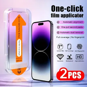 2pcs 8K Ultra HD Screen Protector for iPhone 17 Pro Max/17 Pro/17/16 Pro Max/16 Plus/16/15/14/13/12/11/Plus/Air/Mini/X/XR/XS Max/7/8/se,One-Click Film Applicator,9H+ Hardness,HD Clear,Anti-Scratch,with Oleophobic Coating,Easy Installation