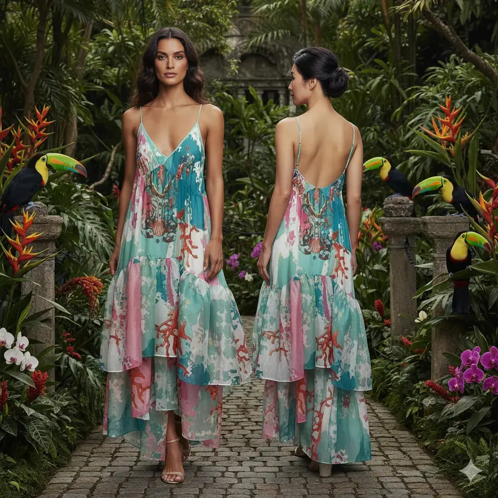 Pastel Colors Taffeta Silk Long Gown.