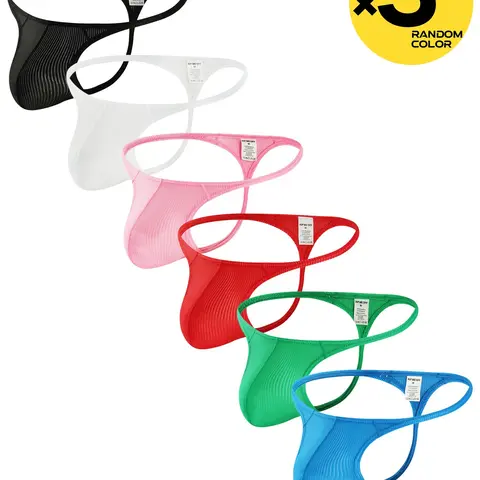 Men's Slim Fit Thong Underwear, Breathable Mesh Low Waist Briefs, Casual Sexy Inner Pants, Undergarments, 2-4 Pcs Set, Comfortable & Trendy, Seamless Briefs