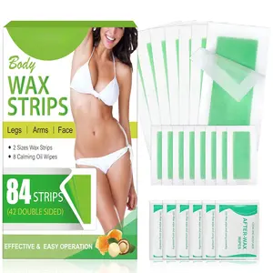 Wax Strips Kit. 84 strips, 2 sizes, 8 wipes. For all skin areas, genders. Natural, cold wax tech. Easy 3-min app. Long-lasting smoothness. Ideal for home, travel. # WaxStrips # HairRemoval