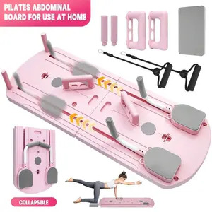 8-in-1 Multi-Mode Foldable PP Material Pilates Board with Resistance Bands, Compact Home Gym Ab Exercise Machine for Core Workouts