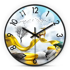 Deer Wall Clock, 8-12 Inch Silent Non-Ticking Round Timer, Aa Battery Powered, Ideal for Living Room, Office, Bedroom Gift