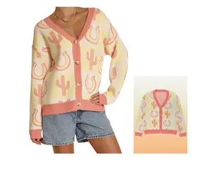 Tiled Cactus Horseshoe Knit Cardigan