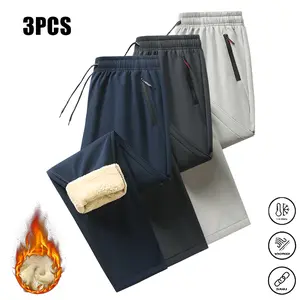 Men's Thermal Fleece Lined Sweatpants - Pack of 2 - Autumn Winter Warm Casual Pants with Elasticated Waistband & Cuff, Soft & Comfortable Fit, Stylish & Versatile, Suitable for Business, Gym, Running & Everyday Wear