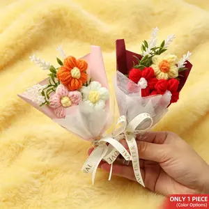 Handmade Mini Flower Bouquet, Realistic Multicolor Artificial Flowers, Ideal for Weddings and Valentine's Day, Enhances Any Space Atmosphere