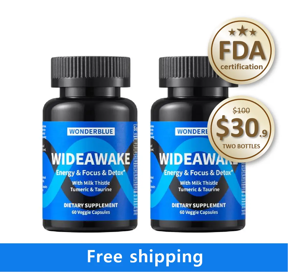 WONDERBLUE Triple Action Milk Thistle Curcumin & Taurine Daily Wellness Detox Support Blend Clean Energy Focus Enhancement Formula 60 Veggie Capsules