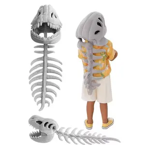 Realistic Dinosaur Skeleton Costume Headpiece, Soft Bone Plush Toy, Perfect for Daily Wear, Parties, Party Accessories, Halloween Decorations