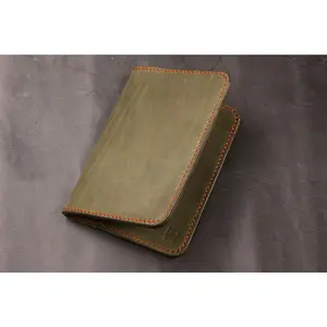Leather Passport Wallet - Grey Minerva
