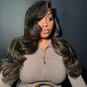 Salon Ombre Highlight Wig Human Hair 210% Density Black with Brown Blonde Highlight Lace Front Human Hair Wig 13x4 HD Thin Pre Plucked Body Wave Lace Front Human Hair Wig