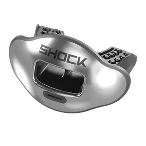 Shock Doctor Chrome Solid Max AirFlow Football Mouthguard - Instant Fit, Low Profile, BPA Free, 10% More Air Flow Capacity, Quick Release Tether, HSA/FSA Eligible - Polymers