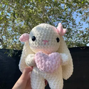 Bunny With Heart and Bows Crochet Plush