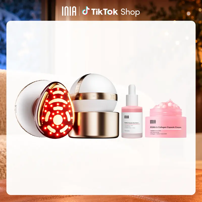 INIA SPHERA & PDRN Peptide Repair Skincare Bundle - RF & LED Face Lifting Device, Facial Beauty Machine, Skin Tightener with EMS Microcurrent, Red Light, Cryo Cooling, hd 14650, Peptide Cream & Serum for Repair & Hydration (Mother's Day Gift)