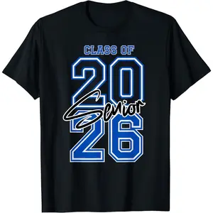 Classic Graduation T-shirt Featuring Class of 2026 Design with Elegant Senior Script for High School and College Celebration