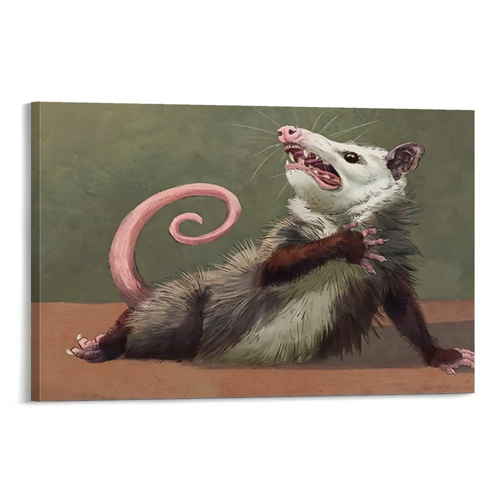 Artistic Humorous Opossum Animal Art Print - Vibrant Ink, Durable, Bohemian Minimalist Modern Home Decor, Christmas Gift for Bedroom