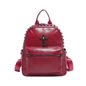 2026 Winter New Retro Cross Rivet Backpack Minimalist Stylish Handbag Versatile Commute Shoulder Bag Trendy Daily Women Bag