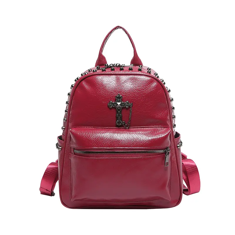 2026 Winter New Retro Cross Rivet Backpack Minimalist Stylish Handbag Versatile Commute Shoulder Bag Trendy Daily Women Bag