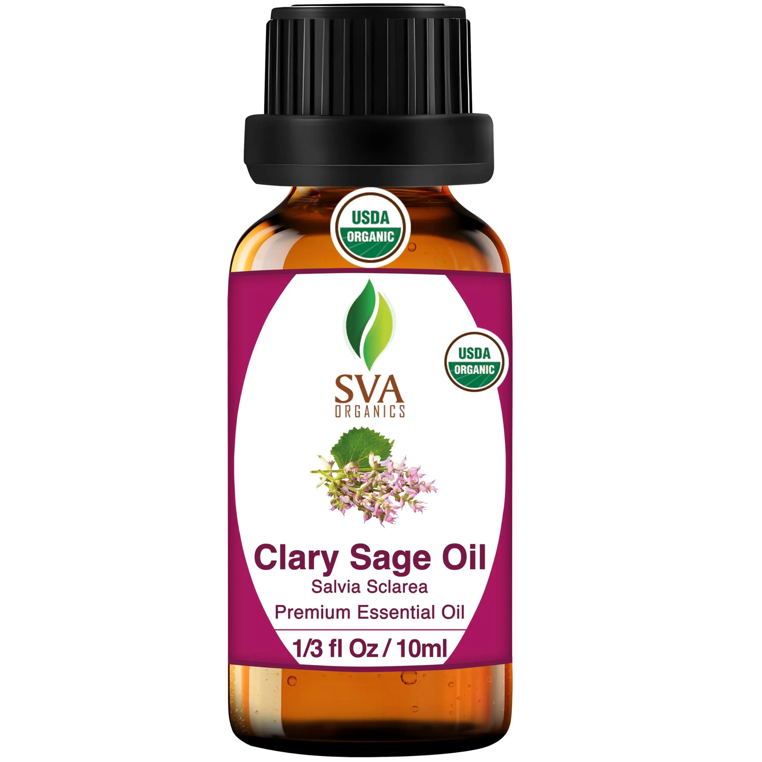 SVA Organic Clary Sage Essential Oil - 0.33 Fl Oz 100% Natural Self Care Product for Diffuser, Aromatherapy, Soap & Candle Making (Hair, Face, Skin, Scalp & Body Care Use), Self Care Products