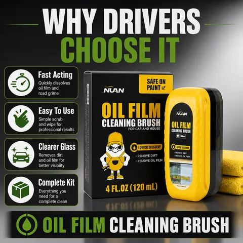 NUAN High-Performance Car Glass Oil Film Remover Multipack - Includes 2 pcs Automotive Detailing Product, Anti-Rain Surface Cleaner, Dirt Remover, Film-Free Glass Care Accessory for All Vehicles, Car Detailing Supplies