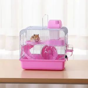 Hamster Pet Cage, Two-Layer Large Villa Small Castle House Platform Slide Water Bottle Feeding Bowl Hamster Accessories, Hamster Cage Habitat