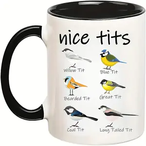 1pc, Mug, Funny Birdwatcher Coffee Cup, Fowl Language Bird Coffee Mug, Birthday Gifts For Women Men, Bird Lover Gift, 11 Ounce Coffee Mug