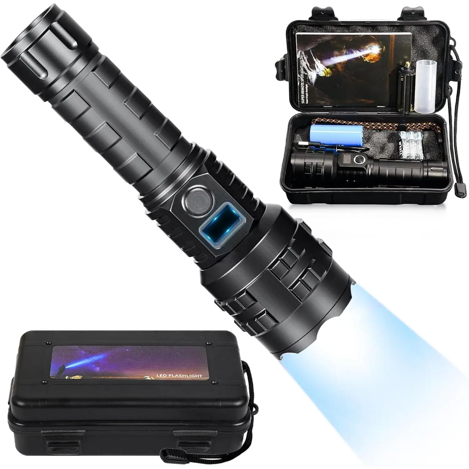 Flashlights High Lumens Rechargeable, 1000000 Lumens Hight Lumens Super Bright Handheld LED Flash Light,  Linternas, , Long Lasting, for Hiking Camping