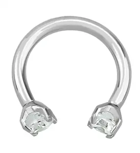 Clear CZ Prong Set Circular Barbell