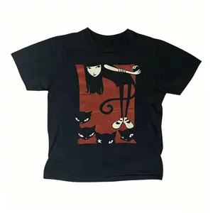 [Graphic Tee]Women Cat Y2K Graphic Tee 2000s Tops Y2k Style Clothes Emo Girls Tees Punk Streetwear Grunge Crop Tops Women's Vintage T-Shirt Gift For Her, Casual Camiseta Verano Unisex Streetwear OOTD Retro Aesthetic Trendy Summer Top