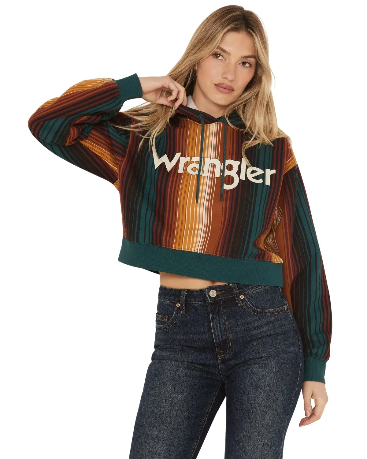 Wrangler Women's Retro Women'S Serape Striped Logo Cropped Hoodie - 112371645