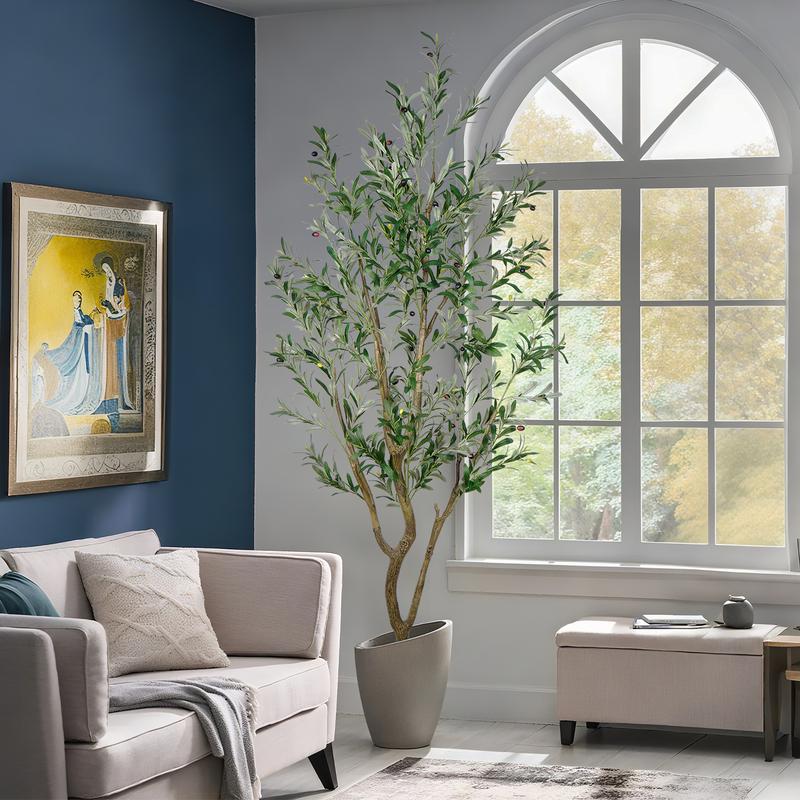 Lifelike Artificial Olive 5.25/6/7FT Tree Decorative Fake Plant Indoor Tall Plant Realistic Shape Multiple Branches and Leaves Suitable for Home Office