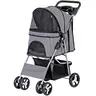 Segawe 4-Wheel Portable Dog Pet Stroller - Gray Fabric, Collapsible Storage Bins, Central Tray, 30 lbs Capacity, 6.9" x 5.1" Dimensions, Camping-Friendly, Travel-Ready, Reduces Pet Body Stress, Portable Puppy Stroller