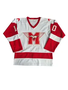 Men's Colorblock Letter & Number Embroidery V Neck Sports Jersey, Sporty Breathable Long Sleeve Hockey Jersey for Daily Outdoor Sport, Men's Sportswear for All Seasons, Ice Hockey Sweatshirt
