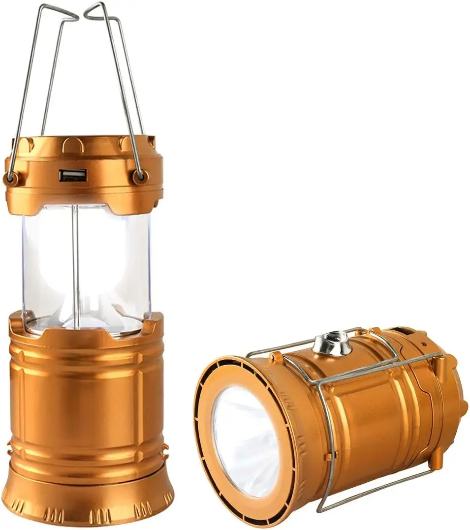 4-Pack Gold Collapsible Portable LED Camping Lantern Lightweight Waterproof Solar USB Rechargeable Flashlight for Indoor/Outdoor Emergency Use, back to school, back to school hauls