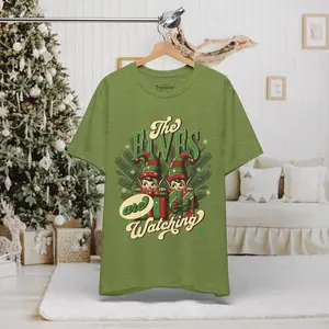 The Elves Are Watching T-Shirt, Funny Christmas Tee, Holiday Gift, Unisex Short Sleeve Shirt, Festive Apparel, Elf Lover's Top