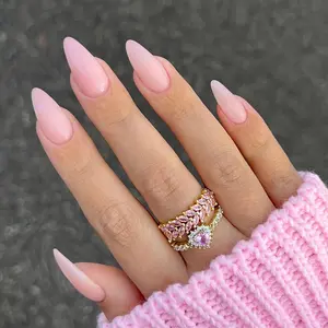 Change Your Nails, 24pcs Almond Press-On Nails, Nail Extension Set, Nail Kit Set, Perfect Medium Length Design, Includes Jelly Glue & Nail File, for Women and Girls