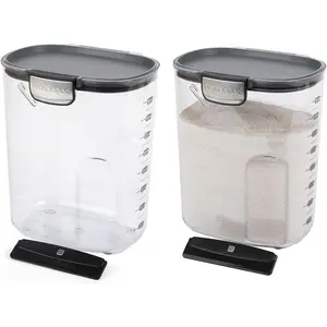 International ProKeeper+ Clear Plastic Airtight  Baker's Kitchen Storage Organization Container Canister Set with  Accessories, 2-  Set (Flour 4-Quart)