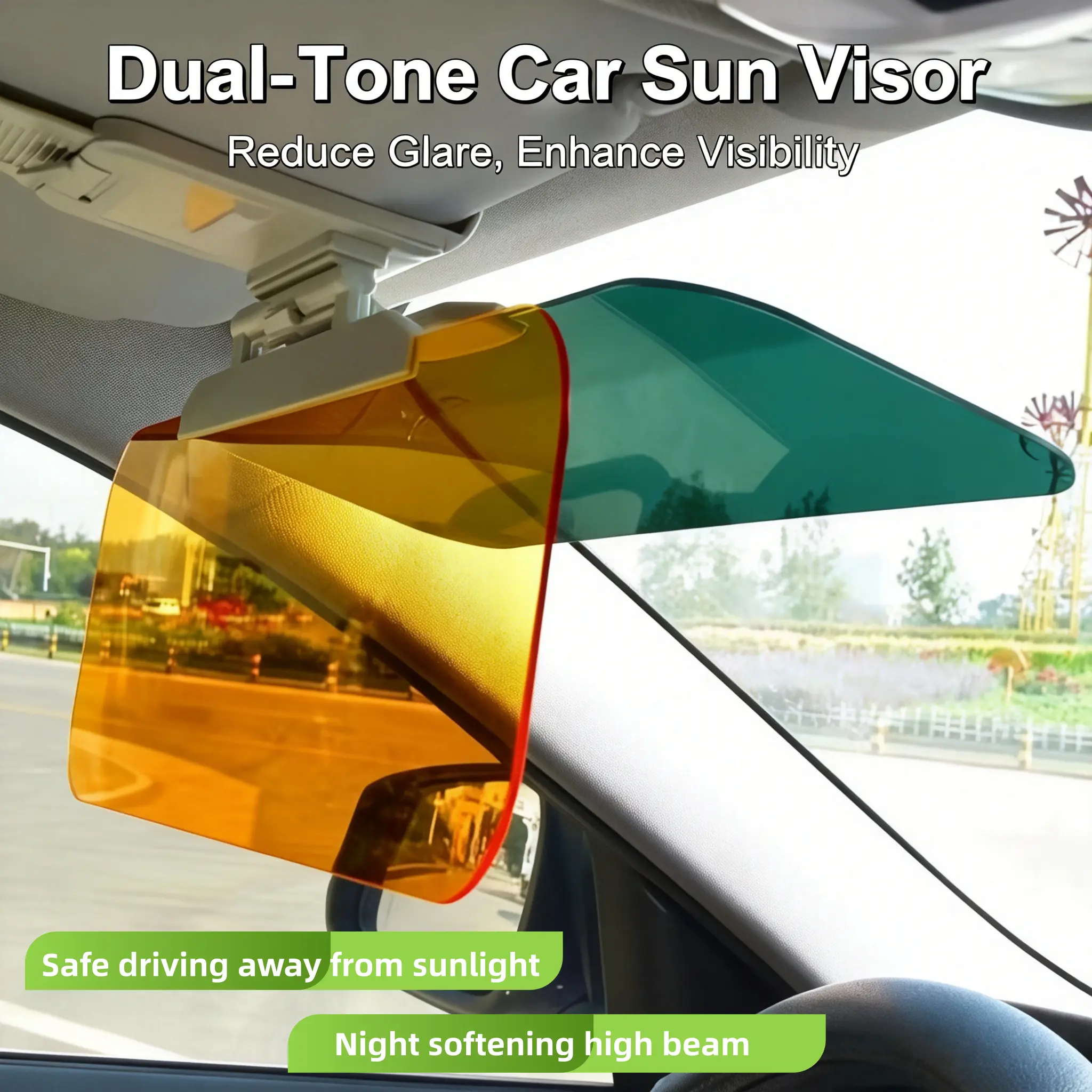 Universal 2-In-1 Day & Night Anti-Glare Driving Adjustable Sun Visor Extender , Windshield Sun Shade | Anti-High Beam & Sun Visor Combo for Safe Driving Visibility,Eye Protection for Safe Driving, Fits All Cars, Caraccessory, easy to use