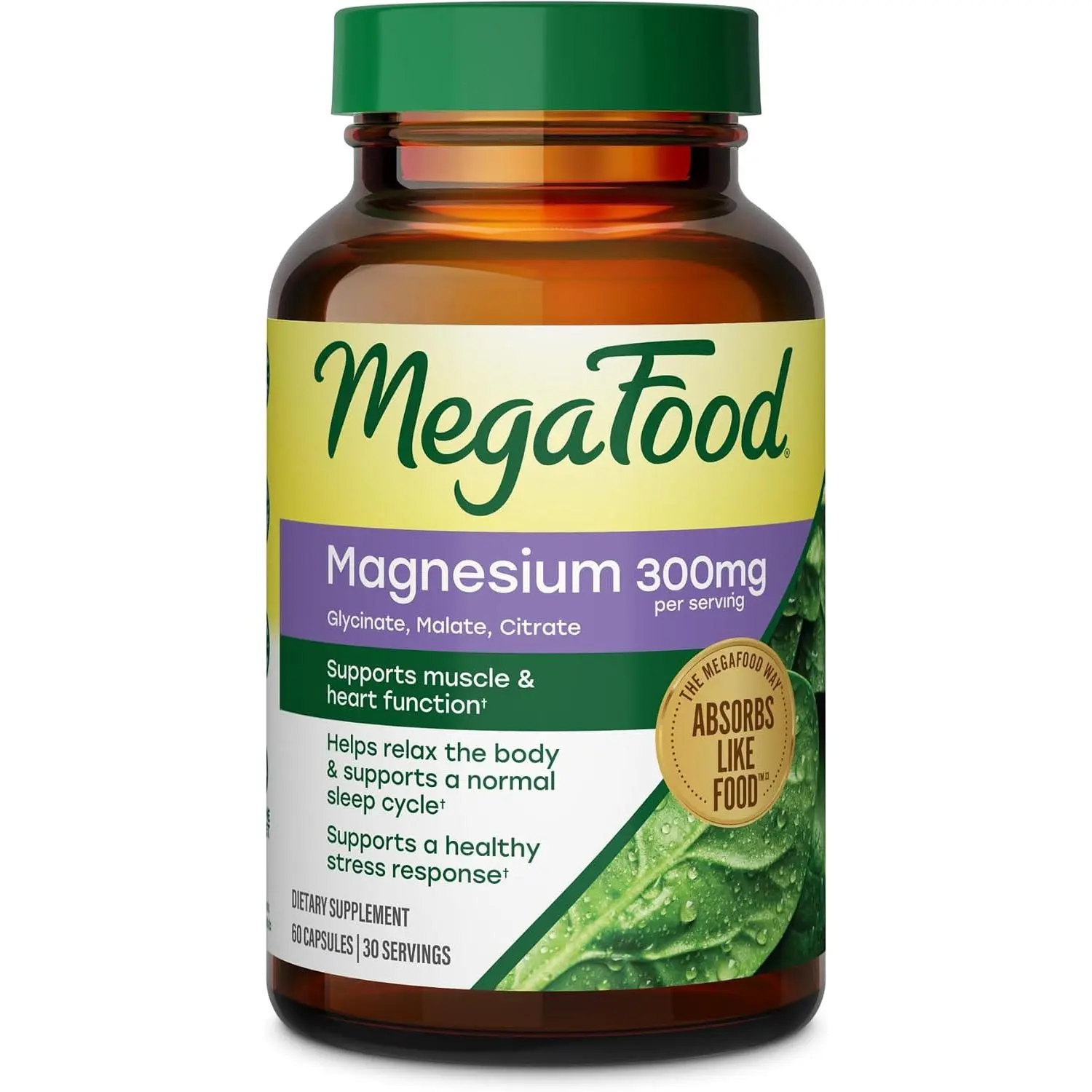 Triple Magnesium Complex 300mg Capsules | High Absorbability Glycinate, Malate & Citrate Blend for Muscle Relaxation, Heart Function, Stress Relief & Restful Sleep | 3-in-1 Daily Mineral Supplement | Vegetarian & Non-GMO | 60 Capsules - 30 Servings