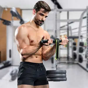 Forearm Wrist Roller Exercise Trainer Weight-Bearing Rope Arm Muscle Strength Training Fitness Equipment Anti-Slip Home Gym Workout Fits 1 inch Grip Weight Plates Support up to 330lbs
