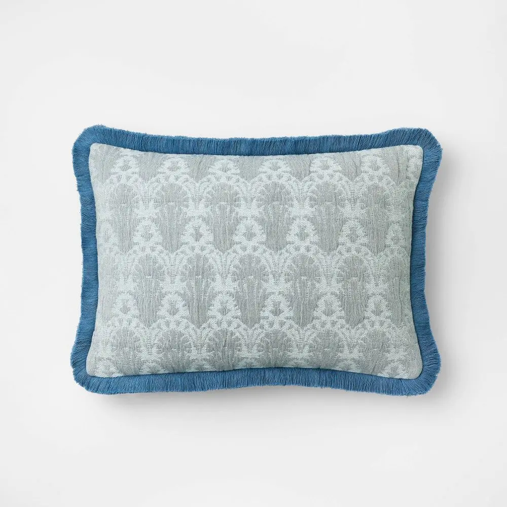 Lumbar Woven Shell Block with Fringe Edge Throw Pillow - Threshold designed with Studio McGee