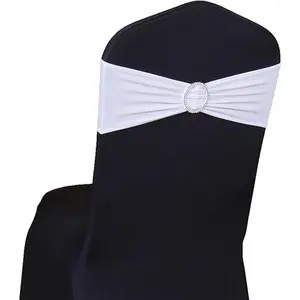 Wedding White Chair Sashes 100 Pack Spandex Chair Bands with Buckles Slider Chairs Bows for Birthday Bridal Shower Engagement Anniversary Christmas Event Decorations