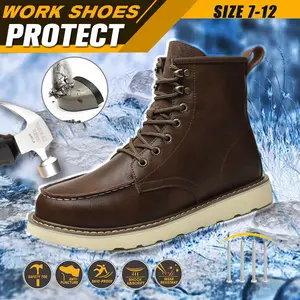 WKK Steel Toe Men's Breathable Work Safety Boots Anti Slip All Seasons Closed Style Anti Crushing Anti Puncture industrial construction outdoor men construction site outdoor work slip work shoe Waterproof Steel Toe Slip-On Boots