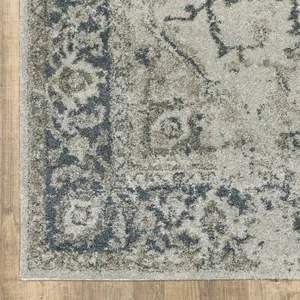 HomeRoots 5x8 ft. Oriental Power-Loom Stain-Resistant Modern Indoor Area Rug, Gray/Blue/Teal, Ideal for Living Room Decor, Modern Indoor Rug