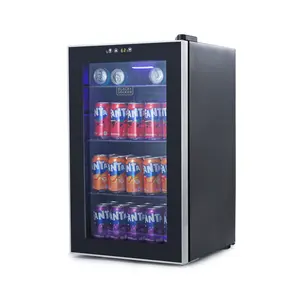 BLACK+DECKER 2.4 Cu. Ft. Beverage Cooler, Beverage Fridge with Double Pane Glass Door, Drink Fridge with 76-Can Capacity for Home Bar, Home Office and More, BDB26HB