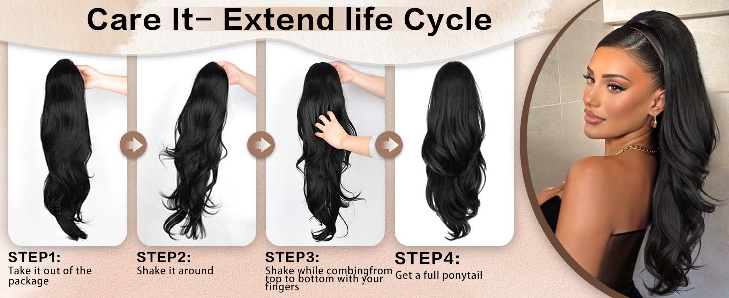 【Flash Sale】HMD 20/26 Inch Drawstring Ponytail Extension Long Wavy Layered Hair Extensions Synthetic Clip in Ponytail Hairpiece for Women fluffy hairpiece Ponytailwig Hairextensions