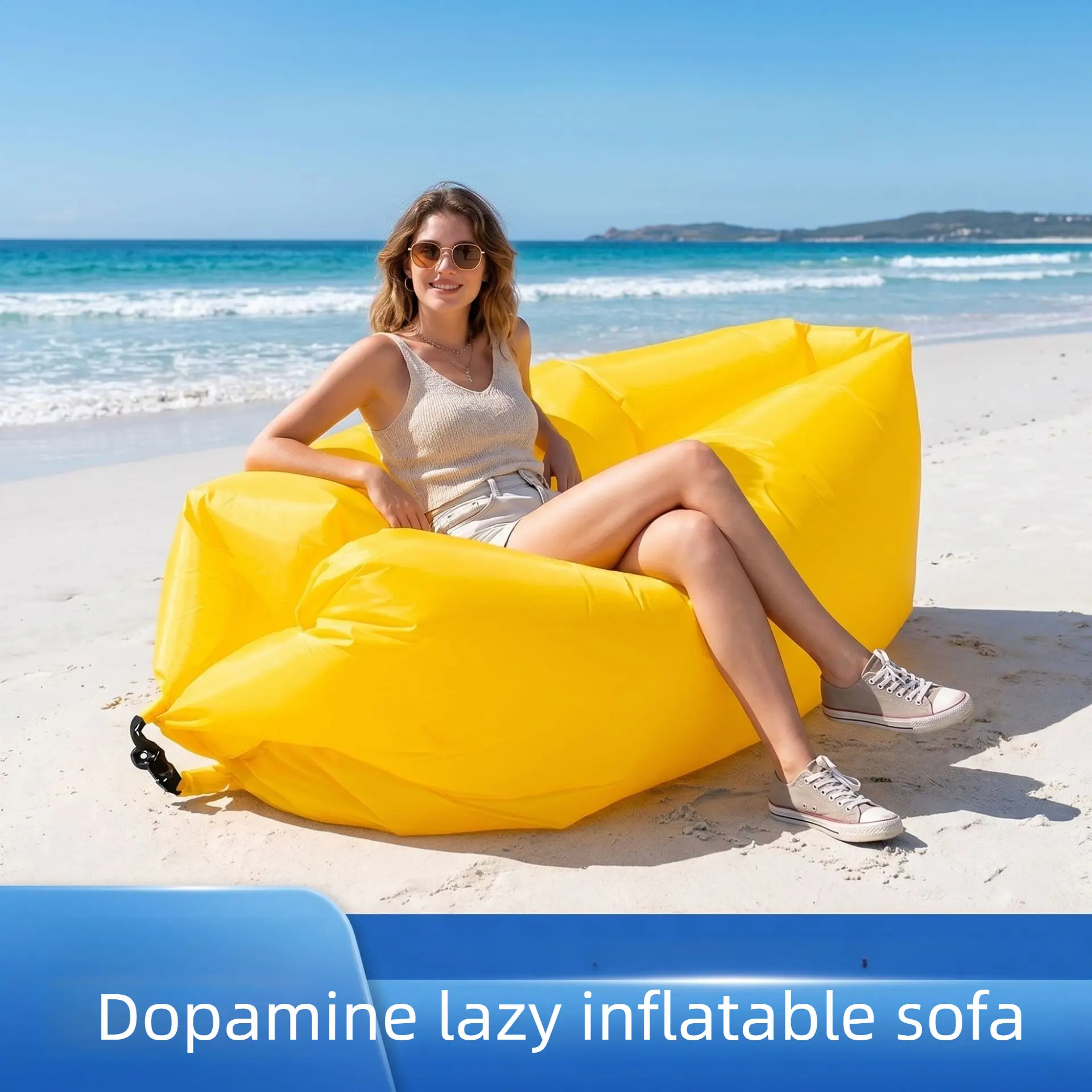 Cross-border outdoor dopamine sofa lazy inflatable bed beach grass park rest camping air bed portable