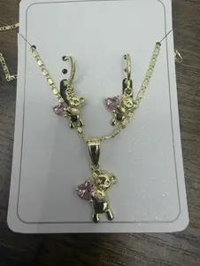 Earrings & Necklace Set ositos cariñosos rosa