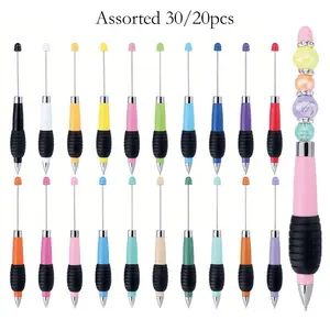 30/20/15pcs Color Thick Black Ballpoint Pens, DIY Bead Pen Set, High-end Stationery Writing Pen, Creative Supplies, Stylish Decoration and Durable Rotating Mechanism, Office Stationery, Writing Tools