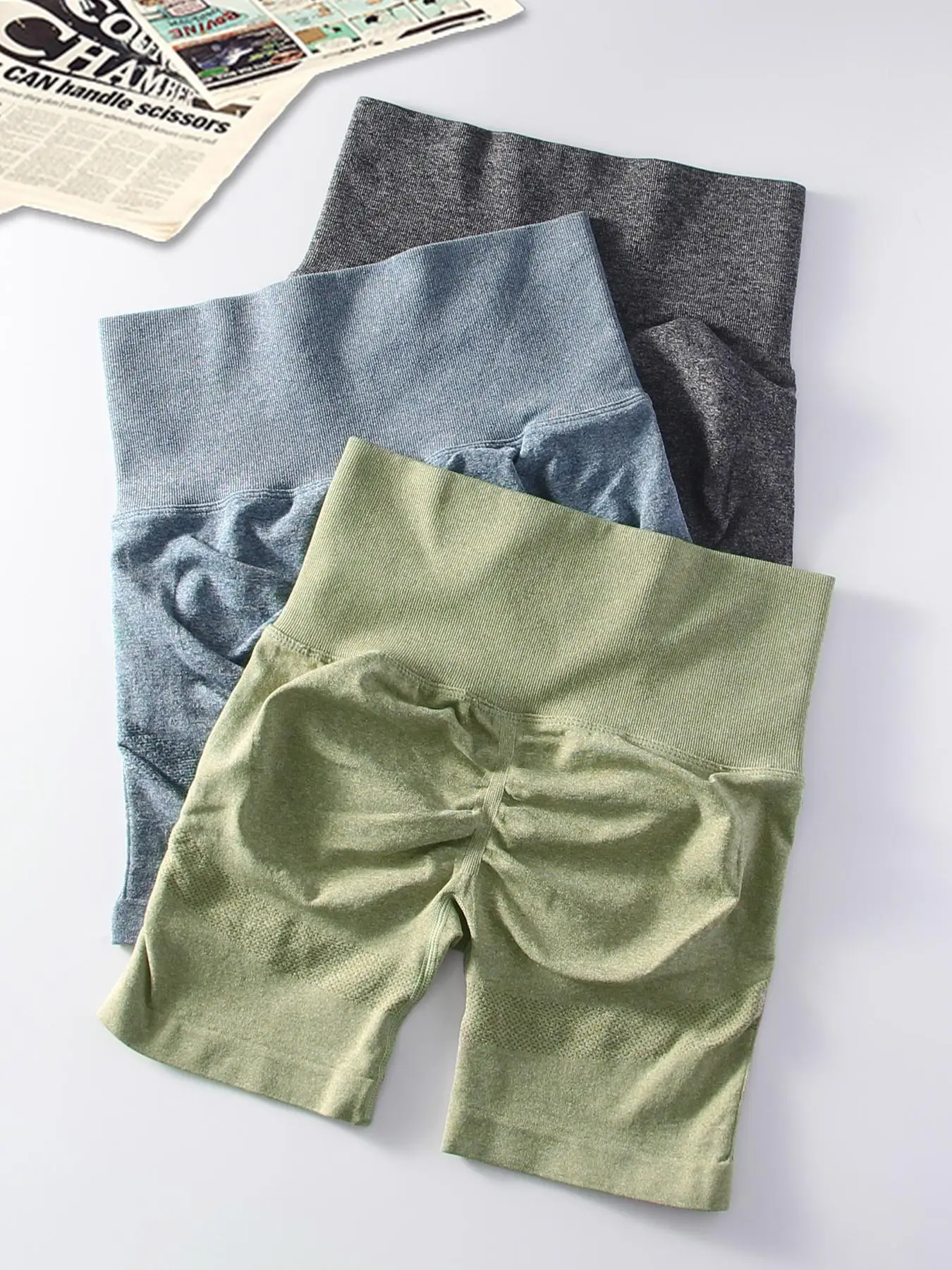 Women's Plain High Waist Sports Gym Shorts, Seamless High Stretch Butt Lift Biker Shorts, Ladies Sportswear for Yoga Gym Running, Back To School Cloth