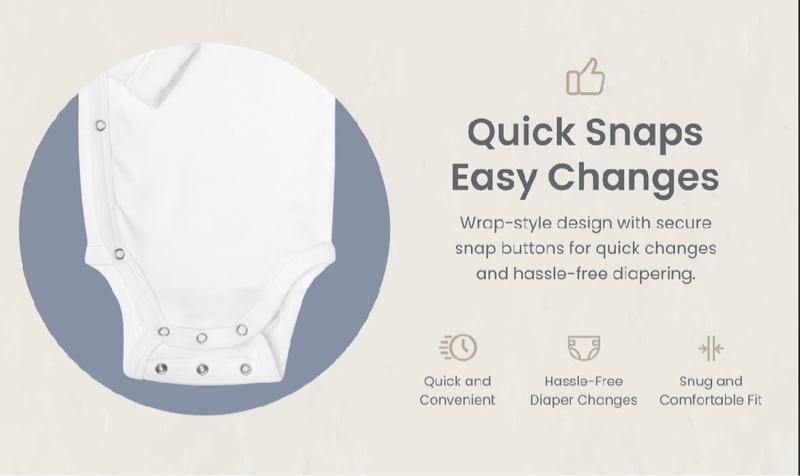 Scandinavian Designed Baby Bodysuit Long-Sleeve Unisex 100% Organic Cotton with Double Snap Room-to-Grow Feature, White, 100% Organic Cotton