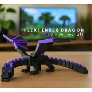 Flexi Ender Dragon 3D Printed Figurine | Flexi dragon | 3D Printed Gift 3D Printed Statues And Figurines | Minecraft Home Decor